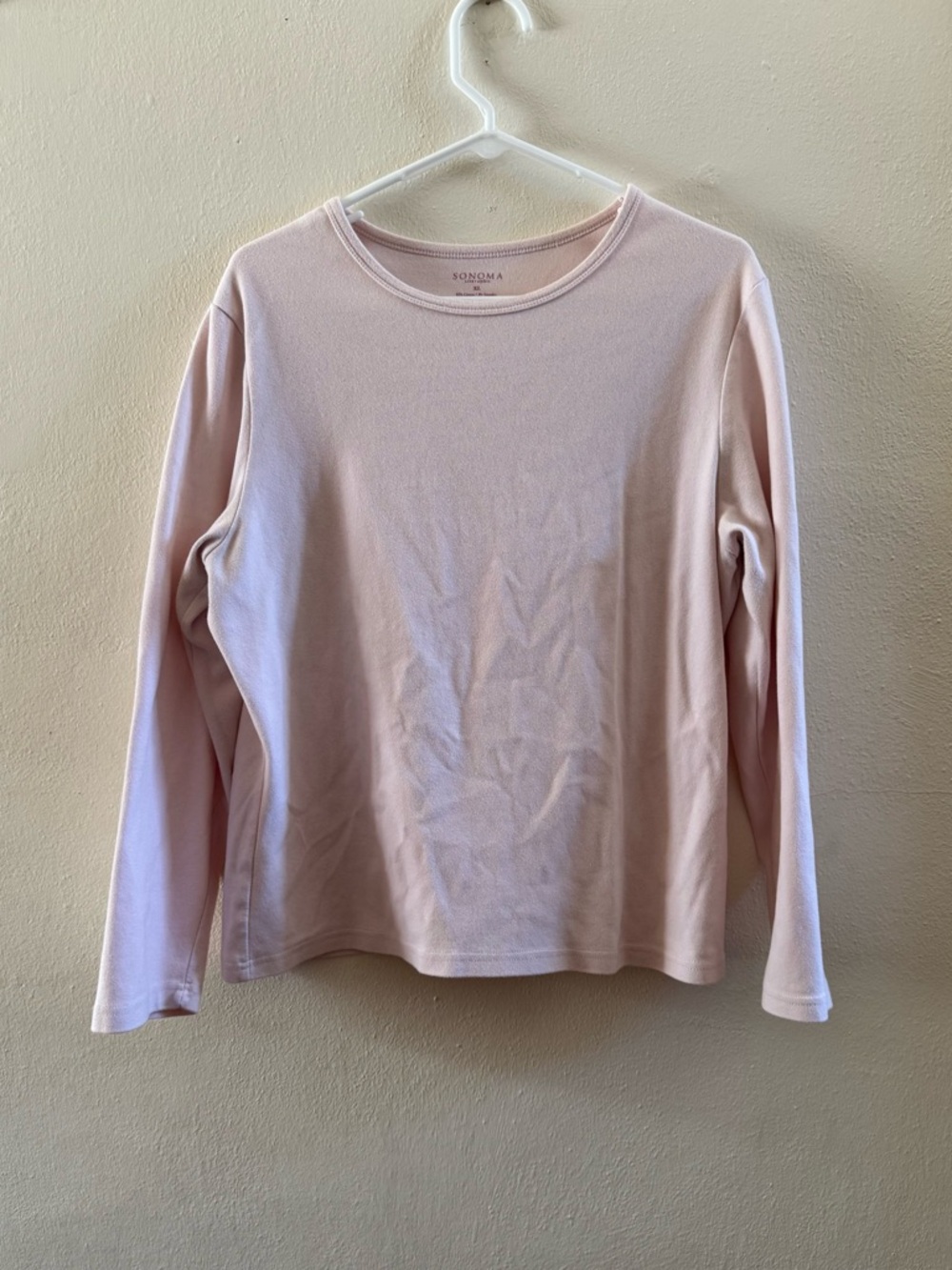 Sonoma Pink Long Sleeve Crewneck Tee Soft Everyday Basic Shirt - Size XL